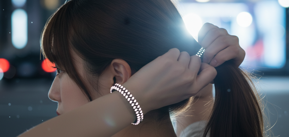 ヘアゴムとして使用。反射×静電気軽減